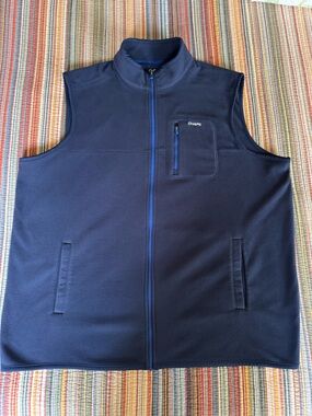 Chaps Sport Men's 2XLT Navy Blue Sleeveless Zip-up Fleece Vest mock neck